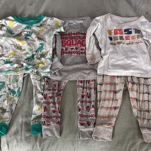 Set of 3 pajamas, 2T boys, dinosaur fire truck car